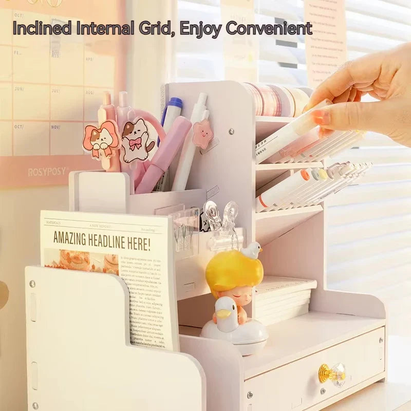 Chic Wooden Desk Organizer