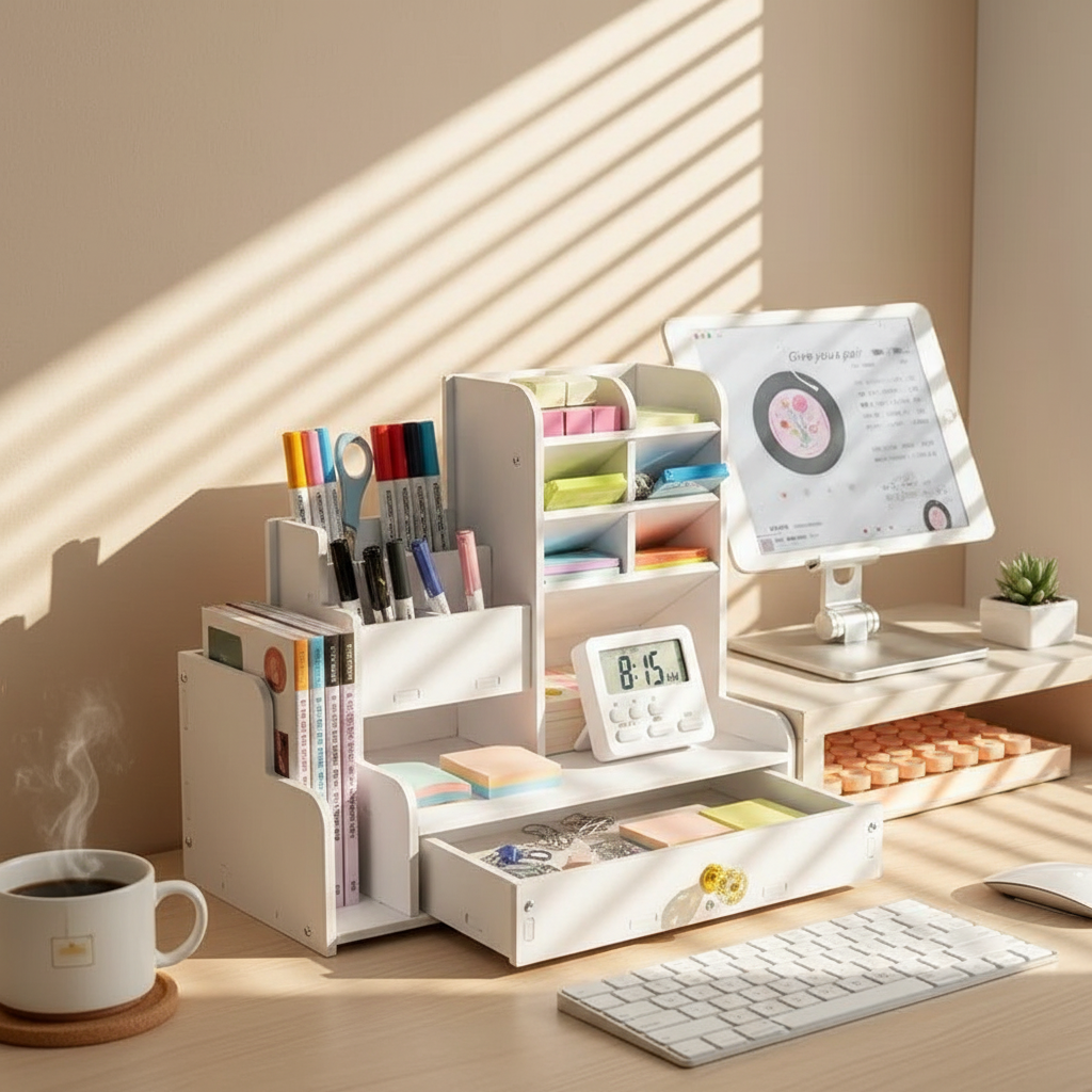 Chic Wooden Desk Organizer