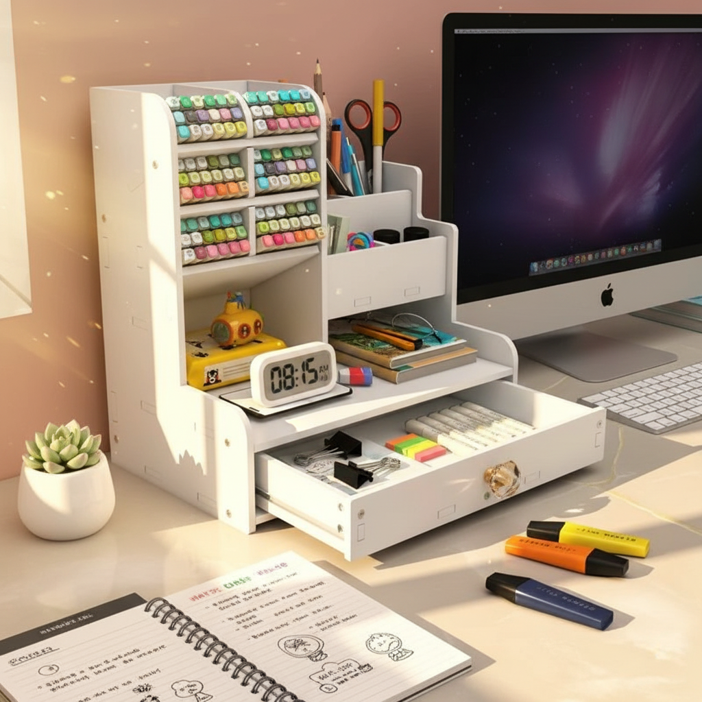 Chic Wooden Desk Organizer